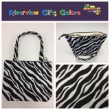 Medium Tote Bag with Zip- Zebra Print Medium Tote Bag with Zip- Zebra Print